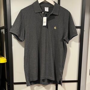 Brooks Brothers Mens Slim Fit Polo Shirt Golden Fleece Logo Performance Gray Med